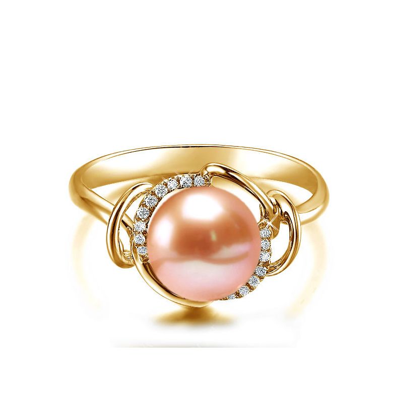Bague contemporaine perle blanche - Or jaune 750/1000 et diamants - 4
