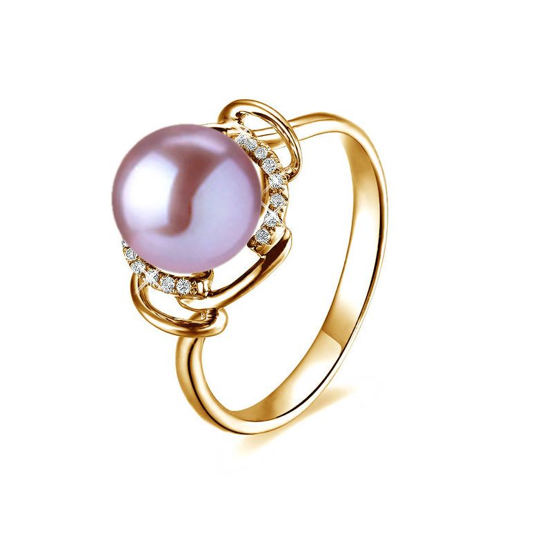 Bague contemporaine perle blanche - Or jaune 750/1000 et diamants - 5