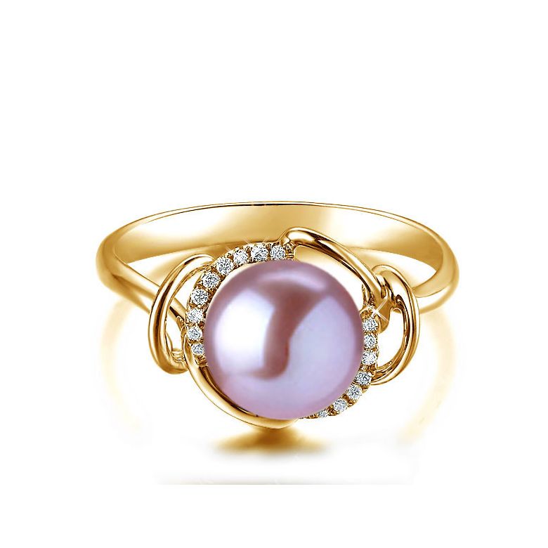 Bague contemporaine perle blanche - Or jaune 750/1000 et diamants - 6