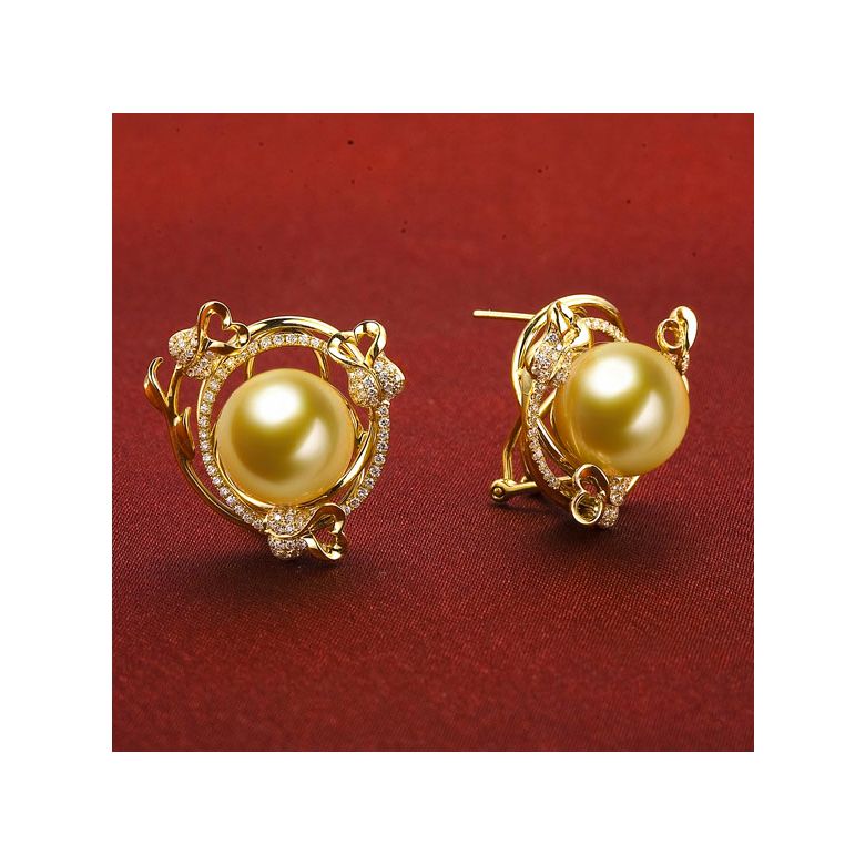 Boucles oreilles la Vie en Rose. Perles mers du Sud gold - 3