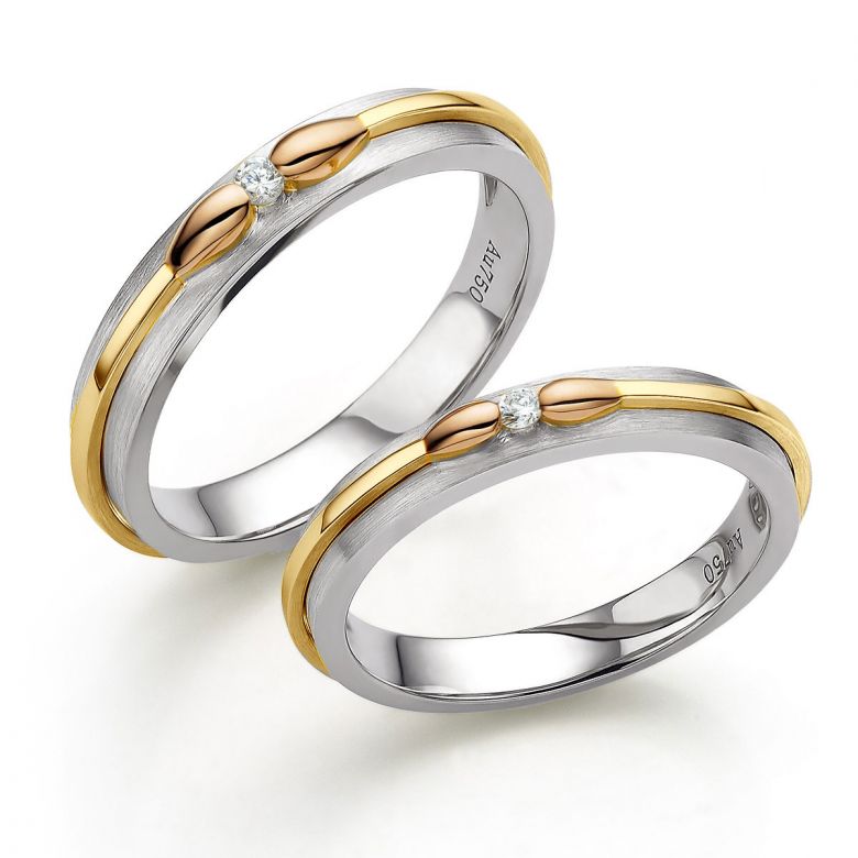 Alliance 3 ors pour Femme. Collection des Allumettes diamantées | Larissa - 2