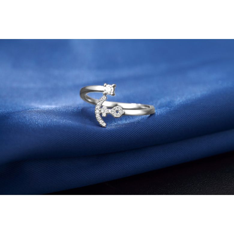 Bague enclume de bateau. Or blanc 18cts, diamants 0.11ct  | Gemperles - 6