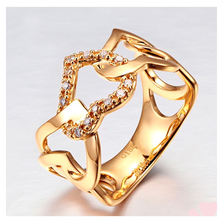 Bague or jaune diamants en forme de succession de coeurs - 3