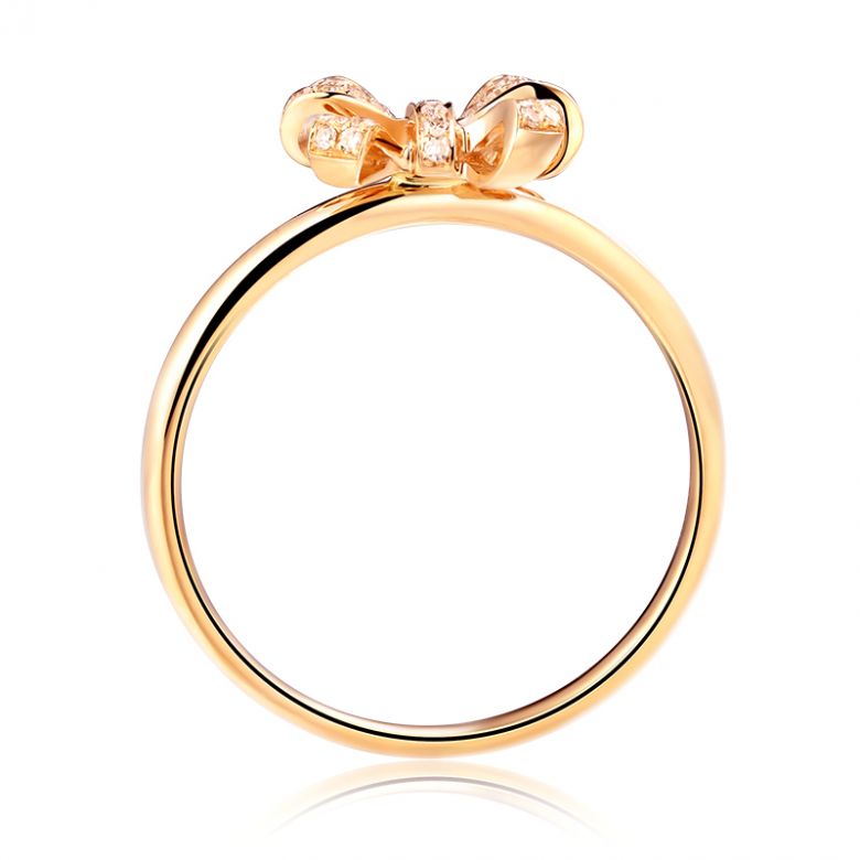 Bague petit noeud Or jaune 18cts. Diamants 0.080ct - 6