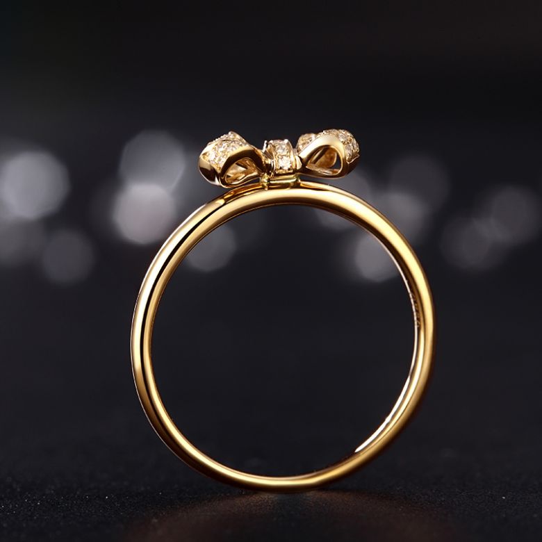 Bague petit noeud Or jaune 18cts. Diamants 0.080ct - 4
