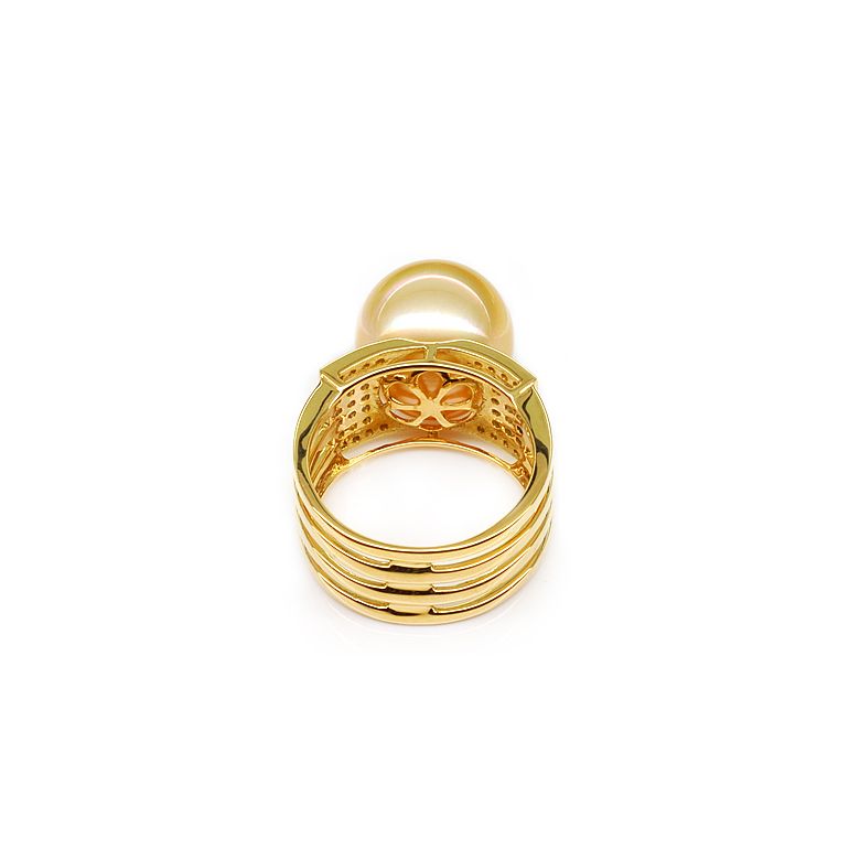 Bague Îles Ashmore-et-Cartier - Or jaune, diamants, perle d'Australie - 5