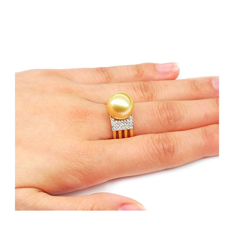 Bague Îles Ashmore-et-Cartier - Or jaune, diamants, perle d'Australie - 2