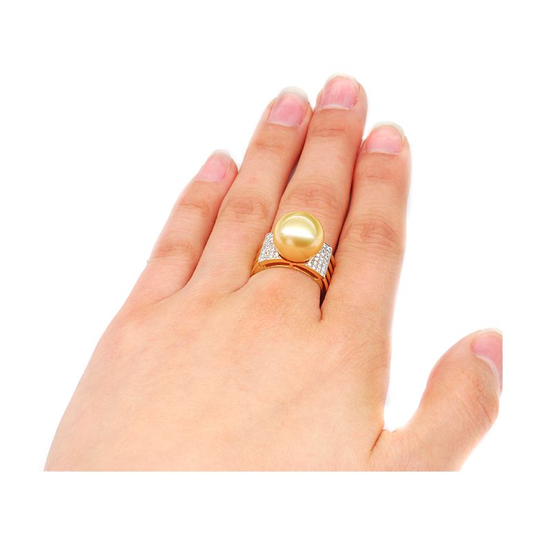 Bague Îles Ashmore-et-Cartier - Or jaune, diamants, perle d'Australie - 4