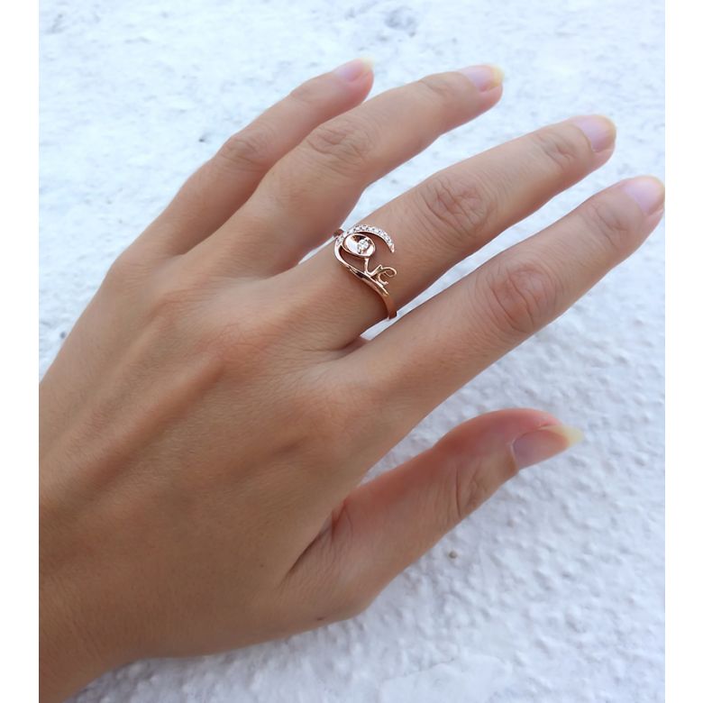 Bague Love - Bague or rose originale 18cts - Diamants 0.095ct - 3