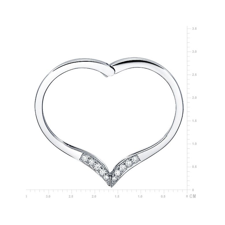 Bague anneau type pendentif. Cœur or blanc diamants | Polichinelle - 2