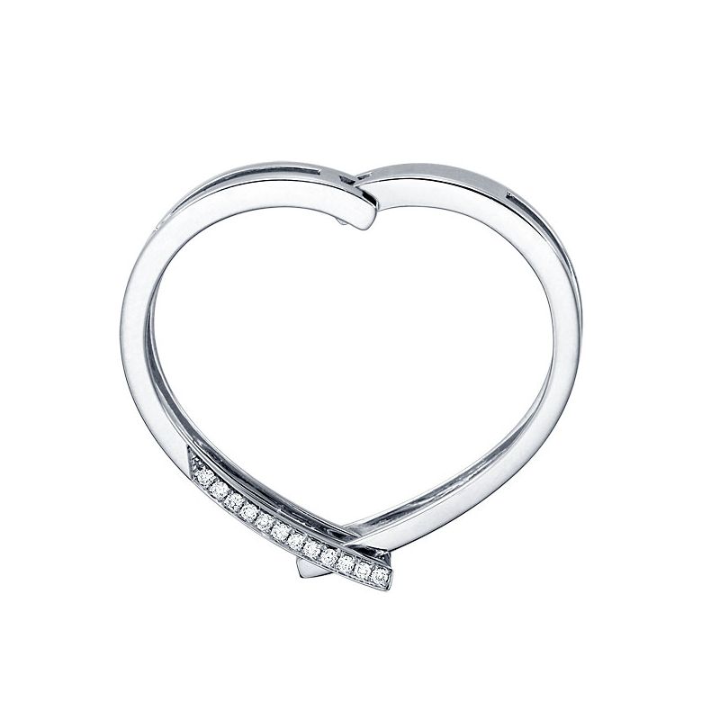 Bague anneau d'exception. Pendentif or blanc diamants forme cœur | Exception - 2