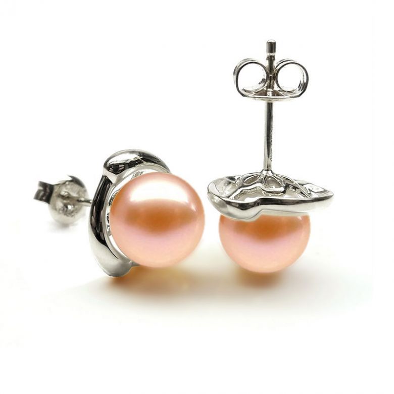 Boucles d'oreilles style classique - Perles de culture, or blanc - 5