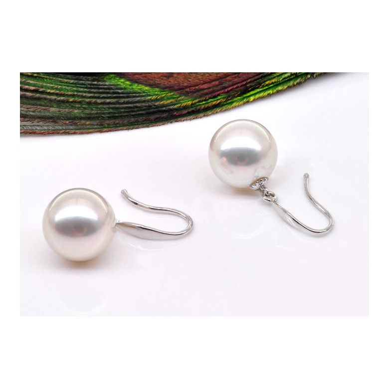Boucles d'oreilles perles Akoya blanches - 7.5/8mm - AAA - Or blanc - 2