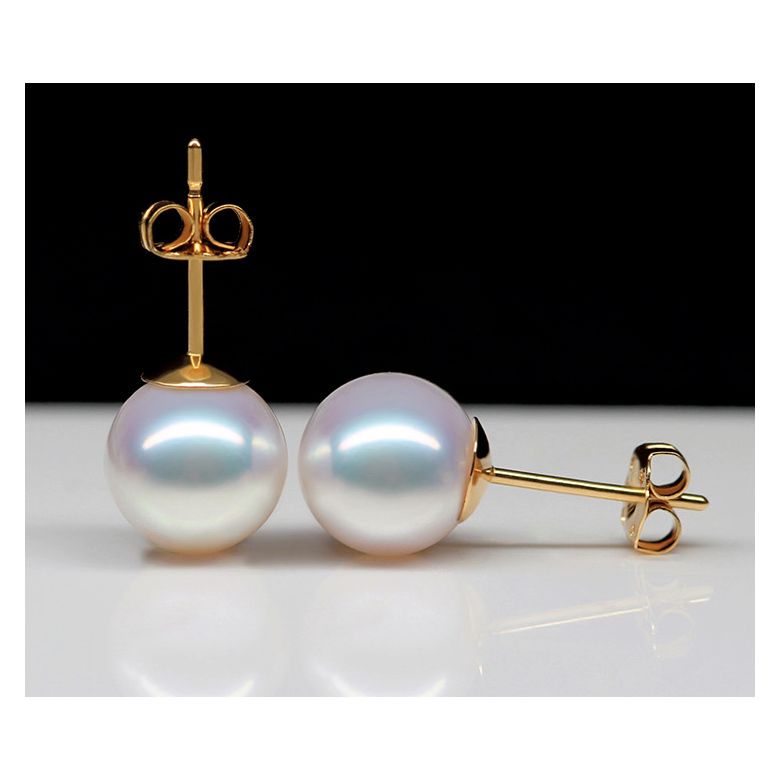 Boucles d'oreilles perles Akoya blanches - 7.5/8mm - GEMME - Or jaune - 2
