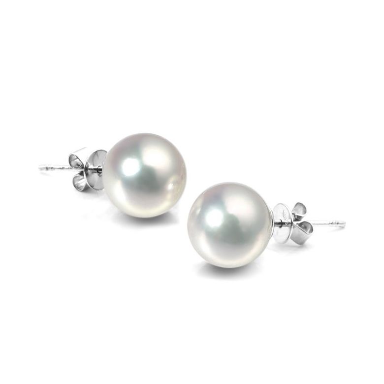 Boucles d'oreilles perles Akoya blanches 8/8.5mm. GEMME. Or blanc - 1