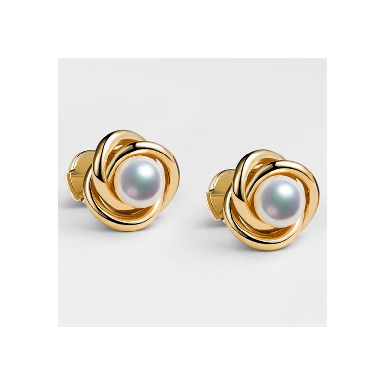 Boucles oreilles Chiyoko Or jaune. Perles Akoya Japon 6/6.5mm AAA - 4