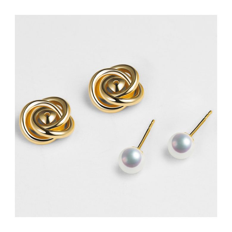 Boucles oreilles Chiyoko Or jaune. Perles Akoya Japon 6/6.5mm AAA - 3