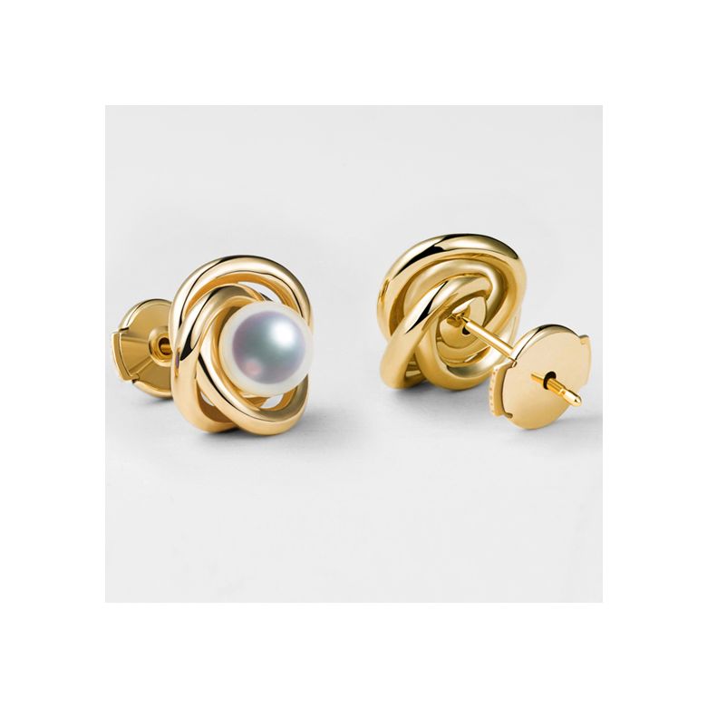 Boucles oreilles Chiyoko Or jaune. Perles Akoya Japon 6/6.5mm AAA - 2