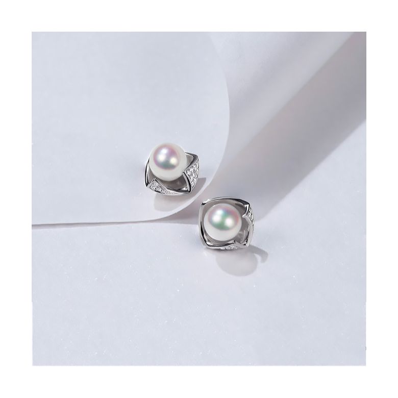 Boucles Oreilles Fukiyose Or blank Perles Akoya Diamants - 9