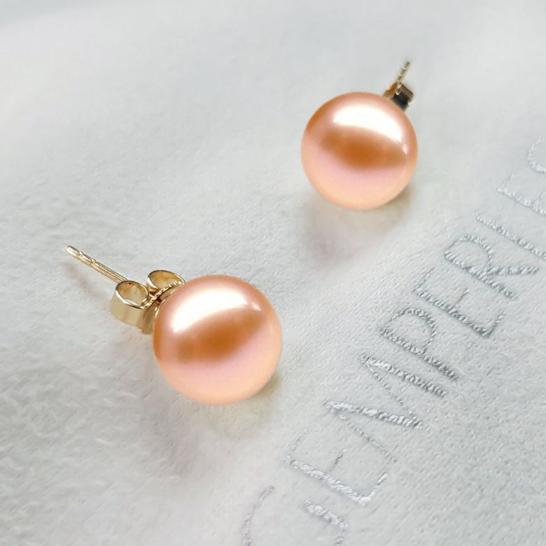 Boucles oreilles or jaune - Clous d'oreilles perles 9/9.5mm culture - 10