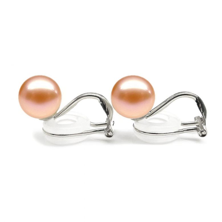 Boucle d oreille clip - Boucle oreille clip or blanc perle - 4