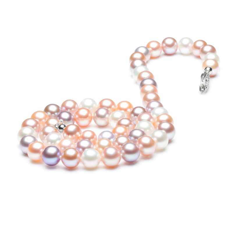 Collier de perles multicolores - Collier perles eau douce - 6.5/7mm - 6