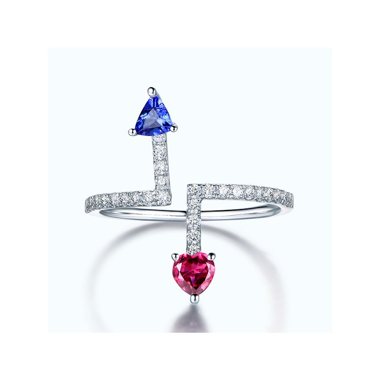 Bague Autre moi. Or blanc, diamants, Saphirs - 2