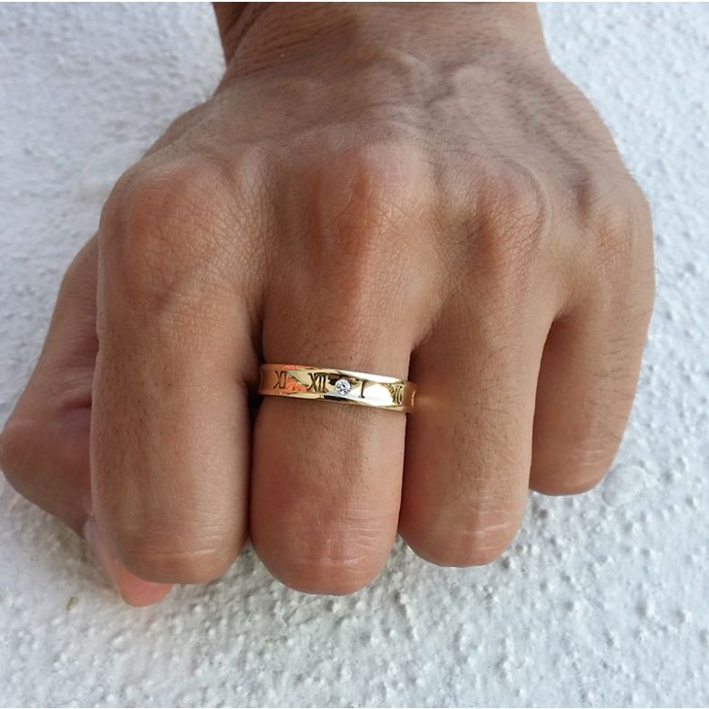 Bague pour homme en Or jaune | Chiffre Romain - 3