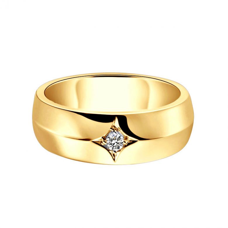Chevalière - Bague chevalière homme en or jaune - 1 diamant central | Borgia - 3