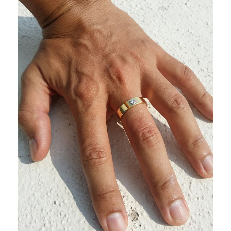 Chevalière Homme Scapin Or Jaune & Blanc - Bague Anneau en Diamant | Gemperles - 2