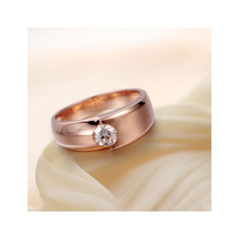Bague homme duo d'or rose serti d'un diamant de 0.50ct | Gemperles - 5