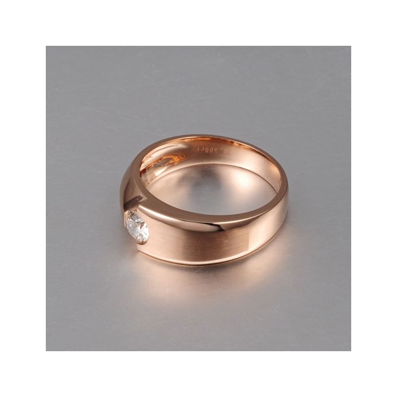 Bague homme duo d'or rose serti d'un diamant de 0.50ct | Gemperles - 6