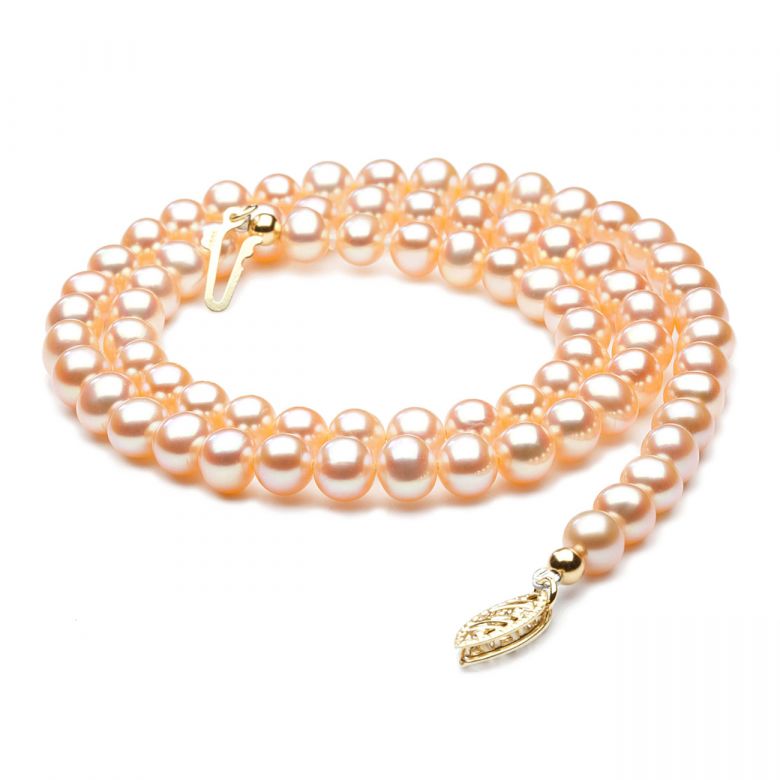 Collier perles culture - Perle eau douce Chine rose - 5/5.5mm, AA+ - 1