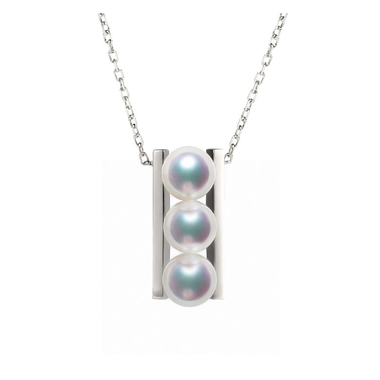 BIjoux pendentif et boucles géométriques. Or jaune, perles Akoya - 6