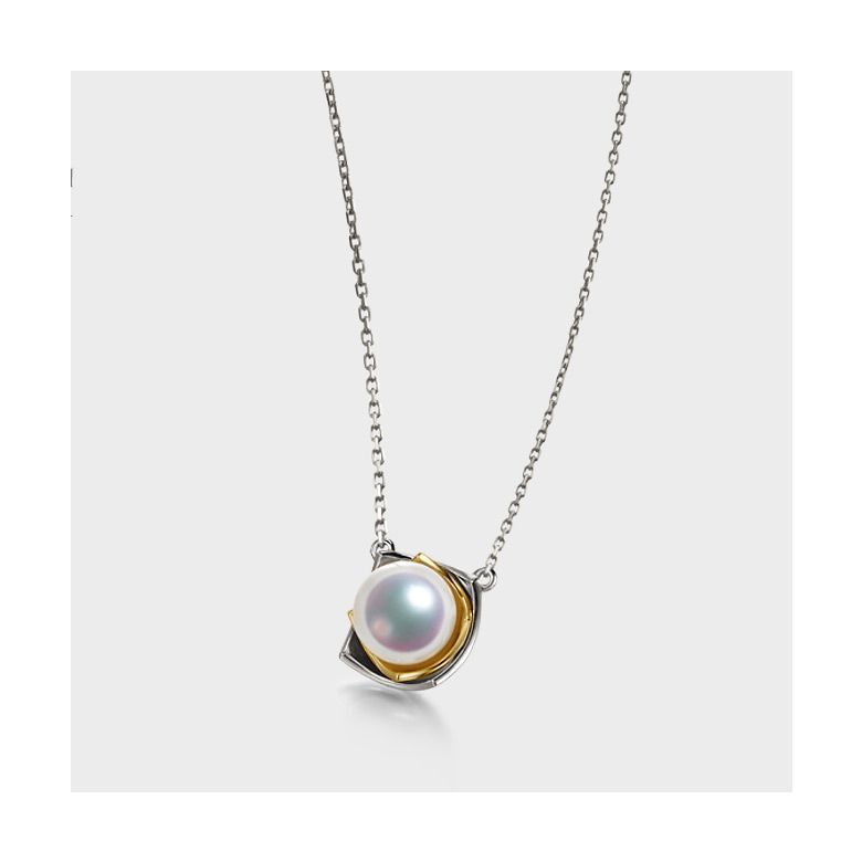 Pendentif Lotus du Japon. Perle Akoya et 2 Ors - 5
