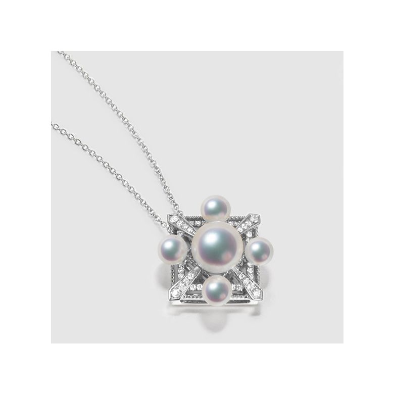 Pendentif Voyage stellaire I Perles Akoya Or blanc Diamants - 5