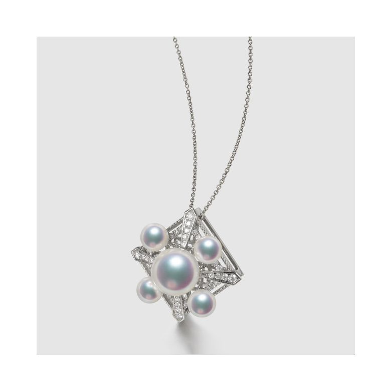 Pendentif Voyage stellaire I Perles Akoya Or blanc Diamants - 7