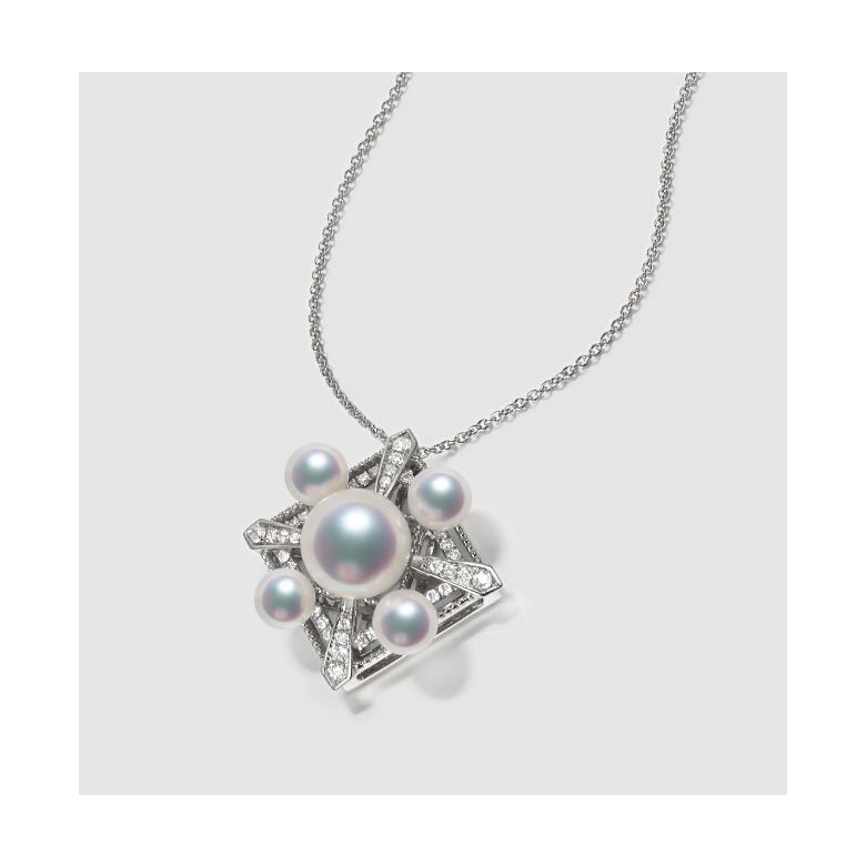 Pendentif Voyage stellaire I Perles Akoya Or blanc Diamants - 4