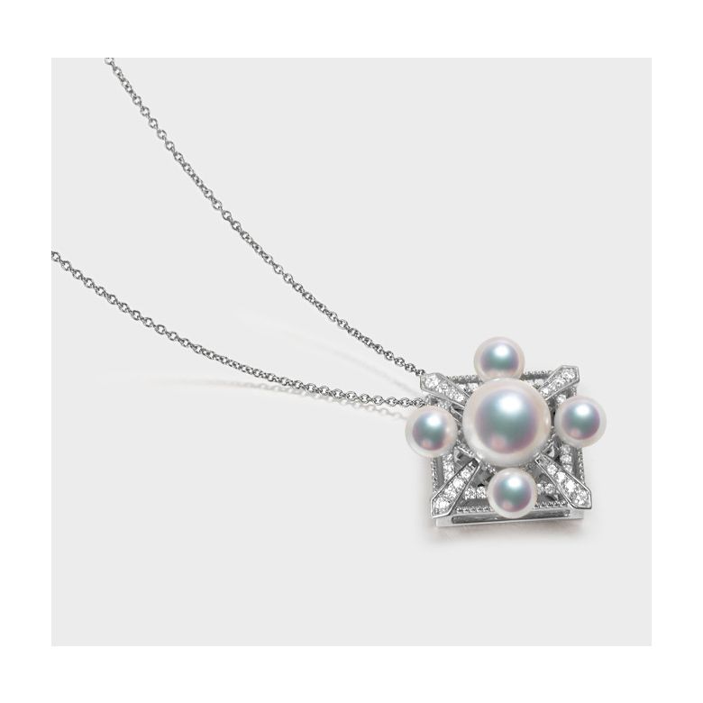 Pendentif Voyage stellaire I Perles Akoya Or blanc Diamants - 8