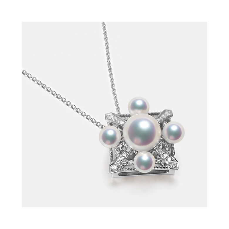 Pendentif Voyage stellaire I Perles Akoya Or blanc Diamants - 6