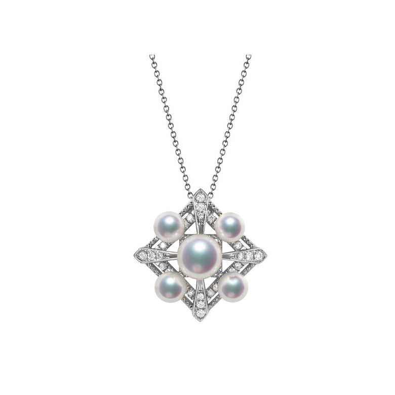 Pendentif Voyage stellaire I Perles Akoya Or blanc Diamants - 2