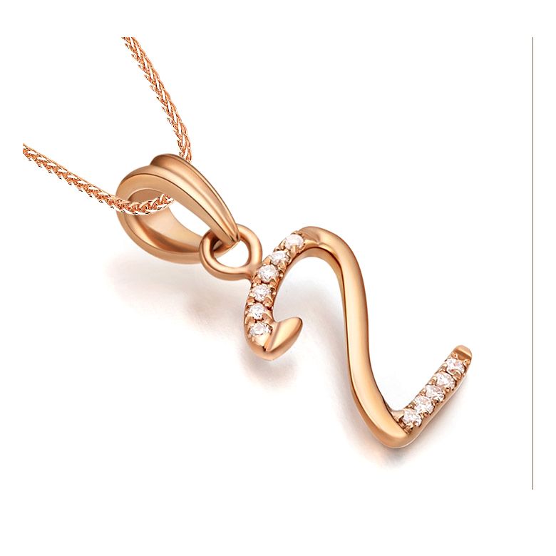 Pendentif chiffre 2 - Or rose 18cts - Diamants 0.055ct - 6