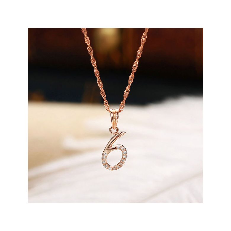 Pendentif chiffre 6 - Or rose 18cts et diamants 0.065ct - 4