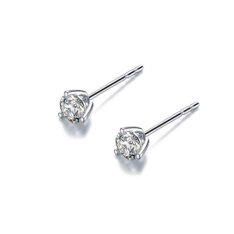 Puces diamants 0.10ct. Or blanc. Carat personnalisable - 6