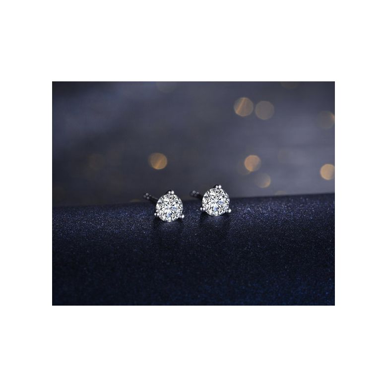 Puces diamants 0.10ct. Or blanc. Carat personnalisable - 3