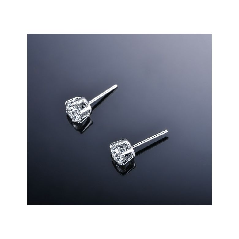 Puces diamants 0.50ct. Or blanc - Carat personnalisable - 6