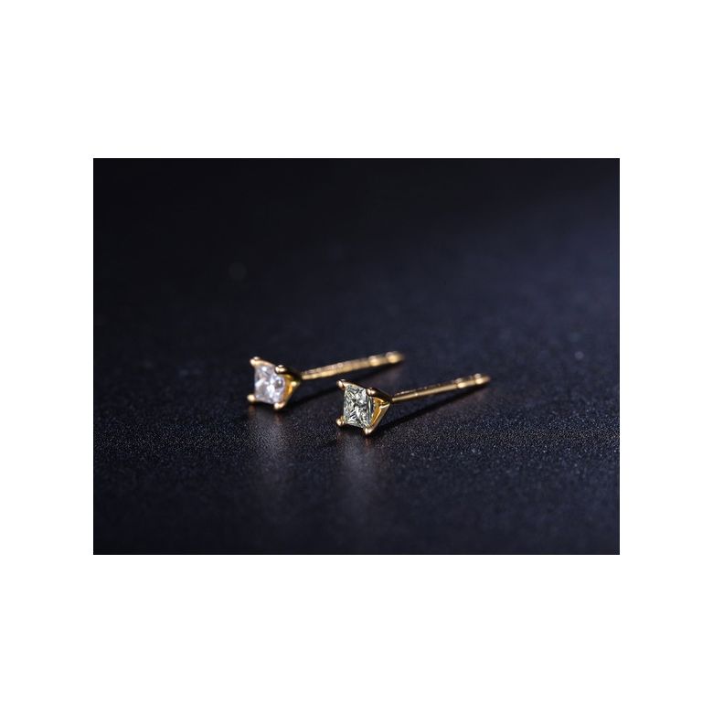 Puces diamants taille princesse 0.20ct. Or jaune. Personnalisable - 6