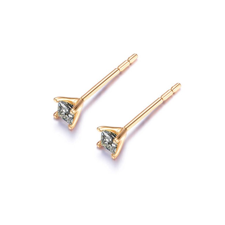 Puces diamants taille princesse 0.20ct. Or jaune. Personnalisable - 7