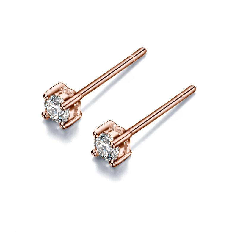 Puces diamants 0.50ct. Or rose. Carat personnalisable - 8