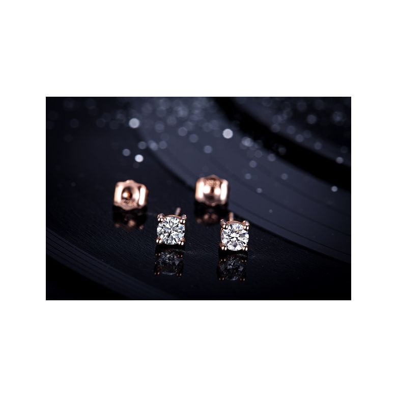 Puces diamants 0.20ct. Or rose Carat personnalisable - 4